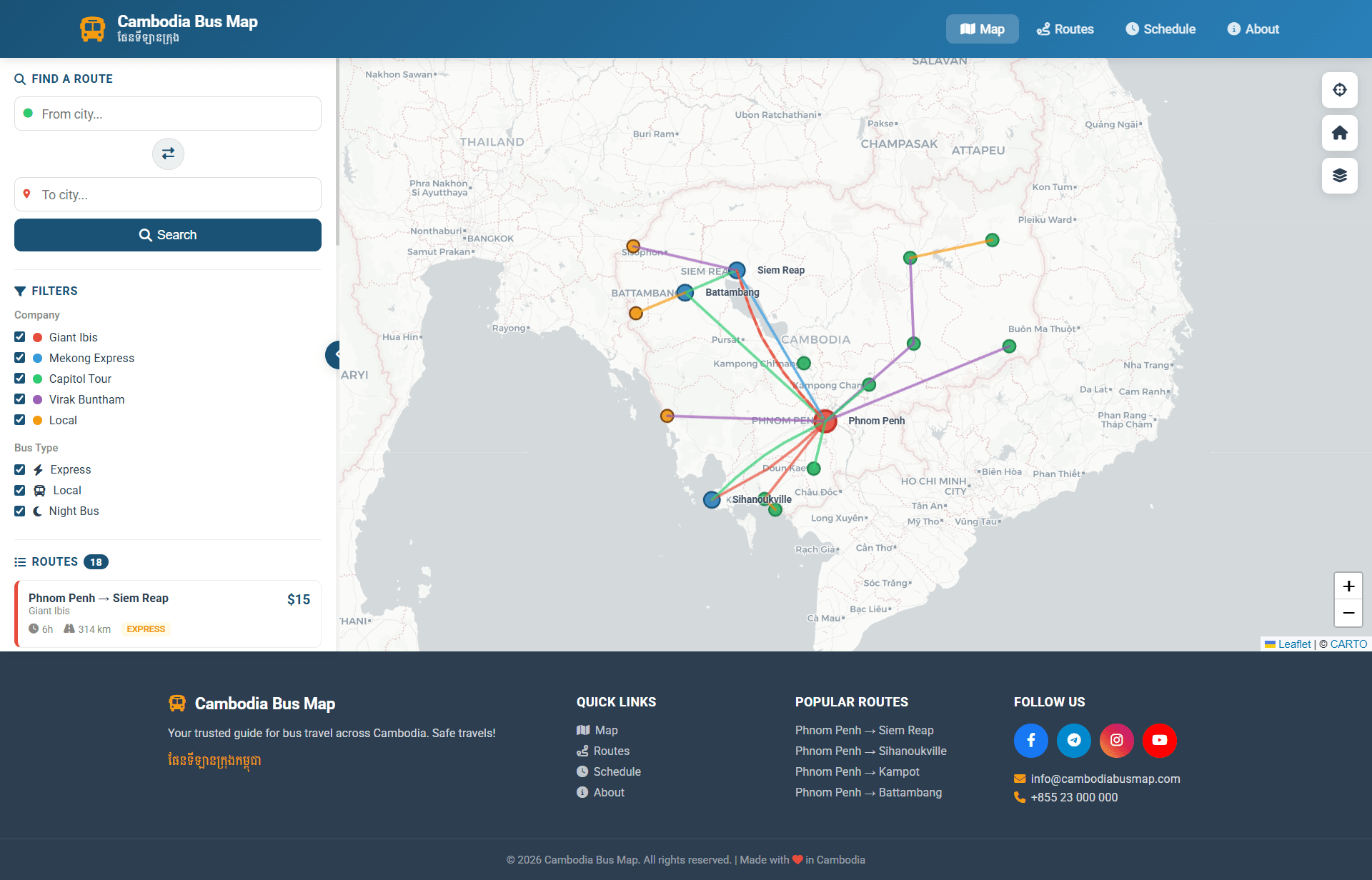 Cambodia Bus Map
